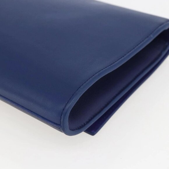 Authentic SAINT LAURENT Y Line Leather Blue Gold Clutch Bag bst576-121825 - Picture 8 of 16